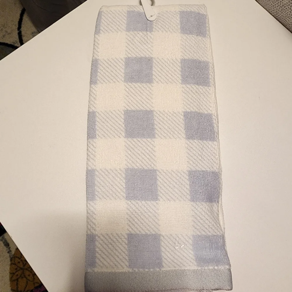 Embroidered Hand Towel French Bulldog Boston Terrier Blue White NWT